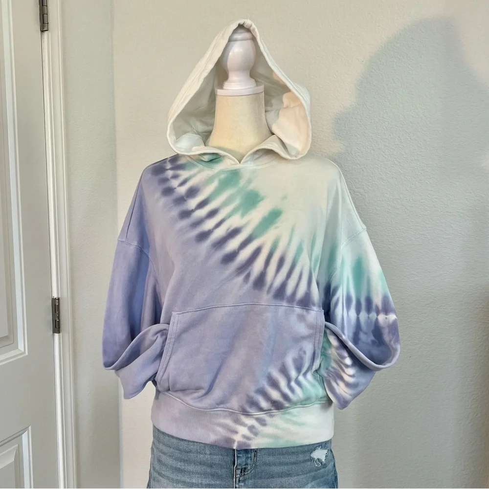 NWT Wildfox Couture Purple & Green Tie-Dye French Terrycloth Hoodie Sweatshirt - Picture 1 of 9